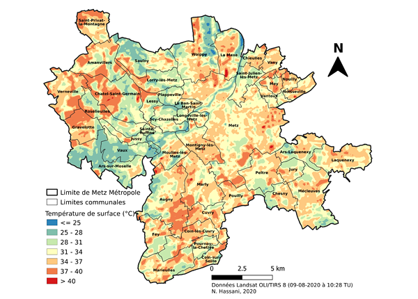 Thermographie satellitaire du territoire de Metz Métropole (données thermiques Landsat)