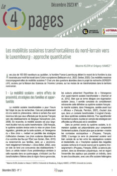 Les mobilités scolaires transfrontalières du nord-lorrain vers le Luxembourg : approche quantitative