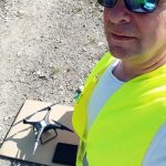 Le drone Phantom 4 Pro du LOTERR sur sa "piste de décollage" (site Des Ponts)