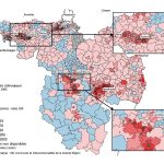 Indice de croissance démographique de 1840 à 1970 et activités sidérurgiques (mines et acier)
Sources : INSEE (Fr), STATEC (Lu), STATBEL (Be), Statistisches Landesamt Rheinland-Pfalz (De), Statistisches Amt des Saarlandes (De). Sources économiques : Atlas en ligne de l’Université du Luxembourg (gr-atlas.univ.lu) – Paul Thomes & Marc Engels (2010) pour la sidérurugie, Malte Helfer (2008) pour l’exploitation du charbon. Source du fond de carte : F. Morel-Doridat (Université de Lorraine) mis à jour par Nicolas Greiner (2021)